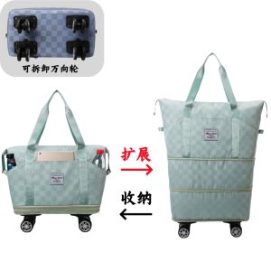 Ultra-Light Portable Folding Travel Bag Womens Short Trip Wheel Bag Waterproof Storage Bag for Delivery Easy Carry Oxford Cloth