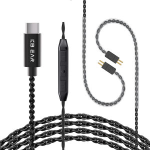 KBEAR CX01 Type C 2PIN Earphones Cable 1.5m in Length Optional QDC/0.78mm/TFZ PIN OFC HiFi Upgrade Cable for Wired Headphones