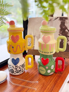 Cốc Thủy Tinh Bằng Gốm Dung Tích Lớn Có Nắp Cốc Uống Nước Sáng Tạo Cốc Quà Tặng Tinh Tế Cốc Đựng Nước Dùng Cho Gia Đình