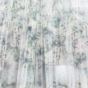 Chinese Ancient Style Bamboo Shadow Curtain Ceiling Hanging Scene Decoration Tea Room Table Background Decorative Mesh