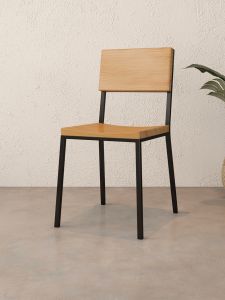 Simple Modern Armchair Leisure Fast Food Restaurant Milk Tea Shop Snack Shop Iron Art Solid Wood Dining Chair Hard Seat Chair 1120