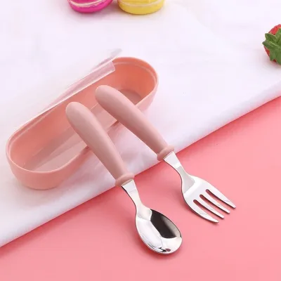 3-Piece Childrens Utensil Set 304 Stainless Steel Spoon Fork for Toddlers with Portable Case Travel Kids Cutlery Tableware Gift