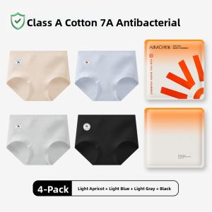 AIMO | Pure Cotton Antibacterial Womens Underwear Breathable Seamless A-Class Extended Crotch Triangle Panties Comfortable Briefs
