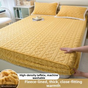 Winter Warm Milk Coral Fleece Mattress Protector Single