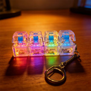 LED Keyboard Keychain Fidget Toy - Clickable Buttons Stress Relief Portable Desk Key Accessory Office Decor Gift