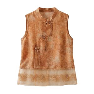 PAIBOLI | Áo Vest Nữ Kích Cỡ Lớn Phong Cách Trung Quốc Có Pankou và Thêu Chống Nắng