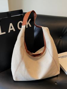 กระเป๋าผ้าใบ Tote Bag ความจุขนาดใหญ่สำหรับผู้หญิง กระเป๋าสะพายไหล่ข้างเดียวแบบลำลองสำหรับนักเรียน กระเป๋าใส่ของสำหรับเดินทางไปทำงาน