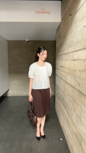 Clouwny Sada Ruffle Cotton Blouse Atasan Wanita Lengan Pendek Premium Cotton Korean Look