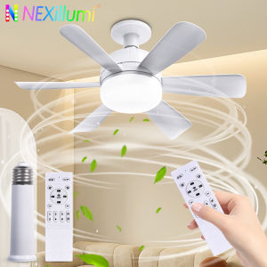 Ceiling Fan with LED Light and APP & Remote 3 Colors Dimmable 6 Speeds 2H/4H Timer E27 Base Screw Socket for Bedroom Kitchen