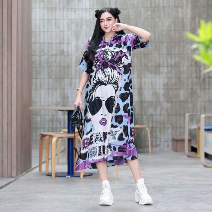 Daster terbaru 2023 motif Kacamata midi dress terbaru fashion - Main Image