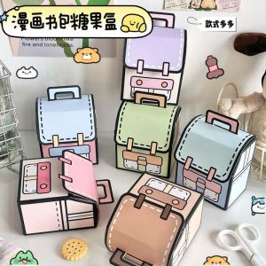 Childrens Day Cartoon Bunny Schoolbag Graduation Season Candy Box Birthday Gift Gift with Hand Gift Satchel Gift Box Paper Box