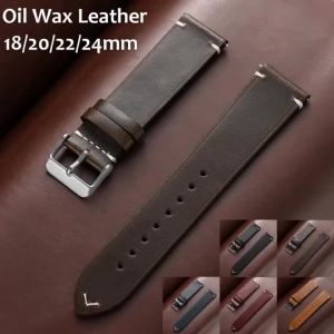 18mm 20mm 22mm 24mm Retro Oil Wax Leather Watchband for Seiko Watch Strap Universal Men Women Cowhide Quick Release Accessories