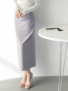 Elegant High Waist Slim Fit Half Skirt with Water Wave Texture Heavy Stretch Long Skirt Bodycon Style Polyester Blend Fabric