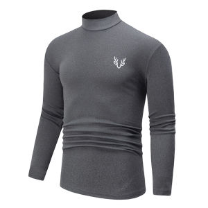 3/1 ชิ้นฤดูใบไม้ร่วงและฤดูหนาวผู้ชายสีทึบกึ่งสูงคอสบายๆเสื้อยืดแขนยาว Youth Plus ขนาดฐานด้านบน