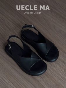 MASHUJIA | Dép Nữ Da Retro Đế Dày thoải mái