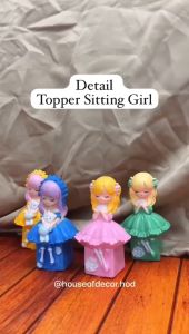 Topper Sitting Girl Hiasan Kue Bentuk Princess Duduk Dress Victoria Cantik Teddy Bear