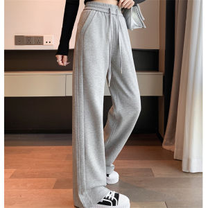 Seoulish Nữ Cao Cấp Phối Ren Quần Dài Thấm Hút Mồ Hôi Cho Nam Nữ Dáng Rộng Quần Ống Rộng Quần Cargo Màu Trơn Thu Đông Mới 2024