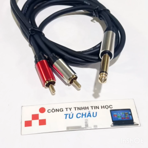 Cáp âm thanh 6 ly ra 2 AV dài 1.5m (Đầu 6 ly Mono ra 2 đầu AV Hoa sen) / Cáp Tốt chất lượng (TH09)