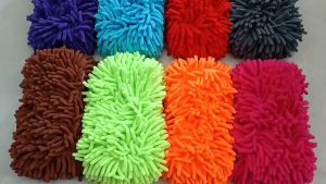 (Sponge Glove) Microfiber Car Wash Chenile Brush Vehicle Soft Care Cleaning Detailing Wet Dry Scratch Prevention Towel