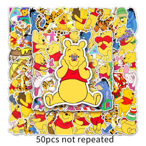 Waterproof Stickers 100 Pcs Winnie the Pooh Cartoon Animal Puppets Decorative Stickers for Mobile Phone Glass Frame Helmet Laptop