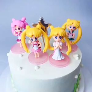 Sailor Moon Cake Decoration 4pcs Cartoon Childrens Dolls Dessert Decoration Cake Accessories