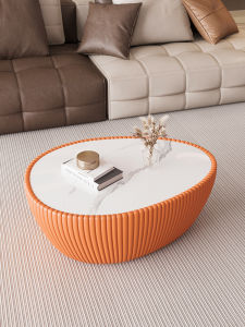 โต๊ะกาแฟทรงกลมสไตล์โมเดิร์นเรียบง่าย โต๊ะกาแฟแบบรูปไข่หิน ดีไซน์เนอร์ ตกแต่งสไตล์ยุโรป โต๊ะกาแฟสำหรับบ้าน โต๊ะกาแฟแบบเรียบง่าย