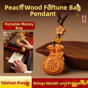 YOUYANTANG | Prosperity Protection Luck Pouch Amulet Real Peachwood Gourd