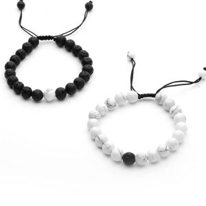2Pcs Couples Bracelets Lovers Bracelet His And Hers Weaving Distance Bracelet Gift,Gift for birthday anniversary,Natural Stone Beaded Bracelet Jewelry Gifts A