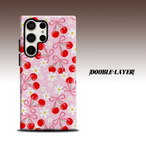 Pink Bow Cherry Daisy For Samsung Galaxy S26 S25 S24 A56 A36 Dual Layer Luxury Fashion Full Lens Protective Case