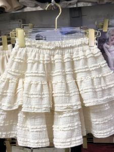 French Ballet Style High Waist A-Line Skirt Black White Cake Skirt Womens Summer Sweet Style Slimming Half-length Short Skirt