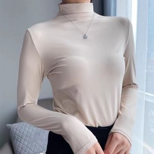 Womens Half Turtleneck Modal Bottoming Shirt Autumn New Korean Style Solid Color Long Sleeve Top Mask Clothing Inner Wear T-shirt Fashion