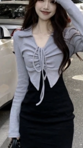 black square neck long sleeve dress for women formal korean elegant white maternity office dress 2xl