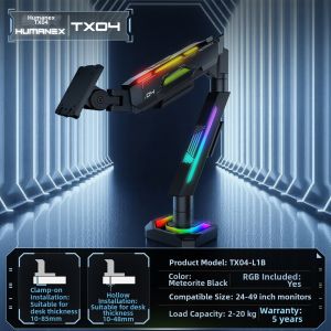 HumaneX | Mechanical Arm RGB Monitor Stand Large Capacity