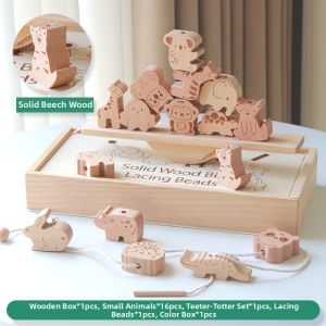 GEZIBU | Unpainted Wooden Cute Animal Balancing Building Blocks