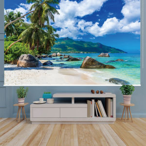Full Blackout Waterproof Seaside Landscape Curtain