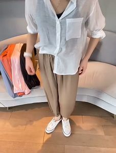 กางเกงจีบรอบขาจั๊ม ทรงหลวม ทรงตรง เรียบง่าย แฟชั่นฤดูร้อน สําหรับสตรี