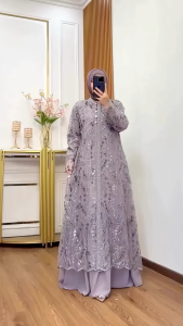 COD Leshia Dress Matt Ceruty Mix Brukat Baju Dress Wanita Kondangan Terbaru 2025 Trendy Viral Mewah