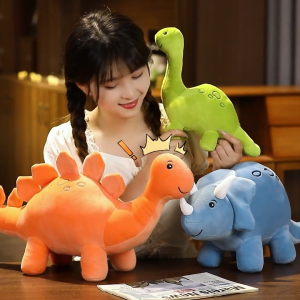 【SG-spot】Cartoon dinosaur plush toy doll cloth doll Triceratops,Stegosaurs,Longnecked Dragon throw pillow Toys