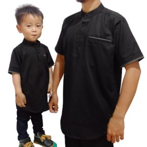 Baju Koko Kurta Couple Anak dan Bapak RIGJHM 100% Toyobo Premium Adem M L XL XXL Koko Seragam Ayah dan Anak Laki laki Lengan Pendek Baju Syubanul muslimin