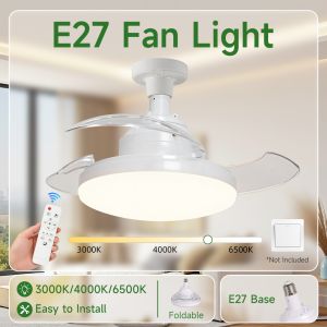  CANMEIJIA Harmony Series Ceiling Fan With Light Stepless Dimming 3 Colors Adjustable Brightness Low Noise Power Saving E27 Plug 110-265V Suitable for bedrooms study rooms outdoor workspaces etc