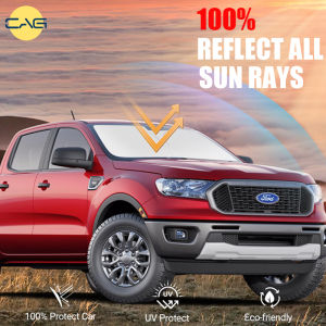 CAG Front Windshield Sun Shade Foldable Sunshade Protector Custom Fit 2024 2023 2022 2021 2020 2019 Ford Ranger XL XLT Accessories 2024 Upgrade