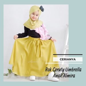 Rok Anak Perempuan Panjang 5 7 9 tahun Sifon Ceruty Umbrella Skirt Model Payung Lebar