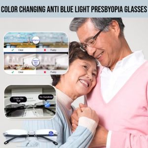 Color Changing Anti Blue Light Presbyopia Glasses  Ultralight Anti Fatigue Reading Glasses Anti Glare Lenses