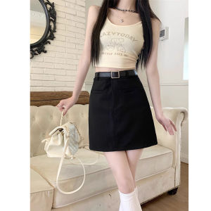 2025 New Korean Style Grey Suit Short Skirt Womens High Waist Summer Slimming Small Size A-Line Half-length Skirt