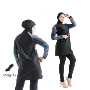 Đồ Bơi Hồi Giáo Cho Nữ Áo Tắm Hijab Kín Đáo Chất Liệu Lycra Co Giãn Cao Burkini Áo Tắm Dài Tay Đồ Bơi Che Kín Cho Phụ Nữ