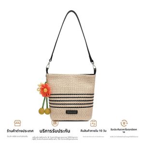 กระเป๋าสะพายข้างทรงถังสำหรับผู้หญิงในช่วงฤดูร้อนปี 2025 กระเป๋าถือชายหาดทอแบบลำลอง กระเป๋าสะพายข้างข้างเดียว กระเป๋าถือทรงถัง