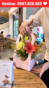 Set 5 Giỏ Giấy Túi Giấy Cắm Hoa Đựng Hoa Tươi Hoa Sáp Trà Sữa Hộp Quà Tặng Cho Một Ngày Ngọt Ngào Xinh Xắn