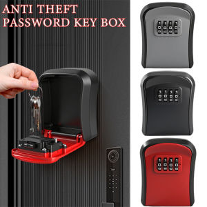 กล่องล็อกกุญแจ4หลักการรักษาความปลอดภัยด้วยรหัสผ่านกันขโมยทนทานติดผนังกล่องคีย์รหัสผ่านสำหรับบ้านหรือสำนักงานตู้นิรภัยเก็บกุญแจ