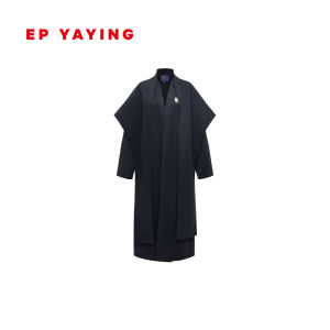 Pure Wool Wrap Style Coat Jacket EP YAYING Blue Label Series Tang Yanyi Womens Fashion Winter Outerwear Short Sleeve