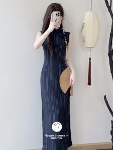 Sleeveless Striped Cheongsam Summer